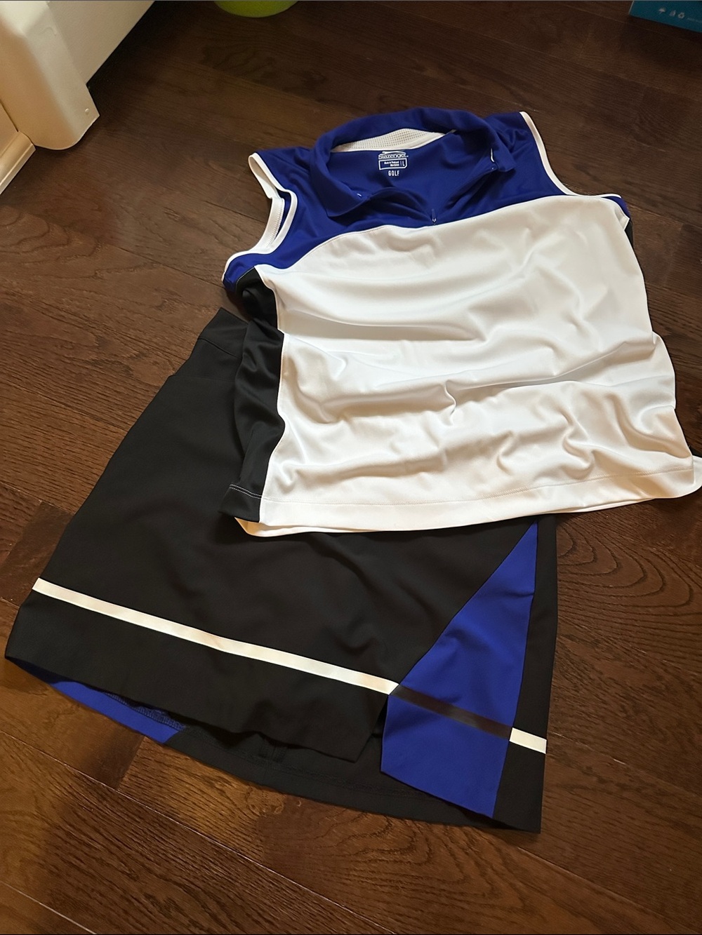 Slazenger Black White Blue Athletic Tennis Skort
